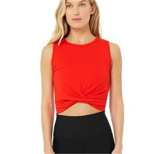 ALO Yoga Cherry Red Twist Crop Top